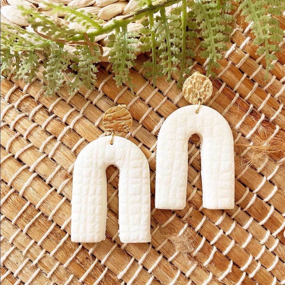 White Textured Arch Dangles